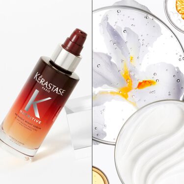 El serum de nuit hydratation 8h Nutritive colocado sobre una base transparente.  