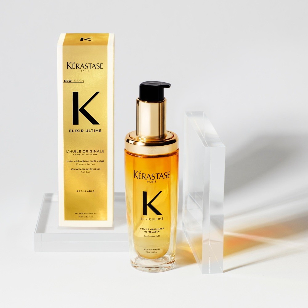 El icónico aceite capilar multiusos Elixir Ultime de Kérastase es ahora recargable.